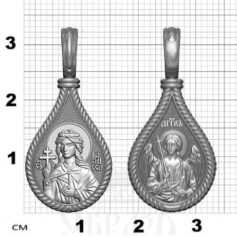 нательная икона св. мученица василиса никомидийская, серебро 925 проба с родированием (арт. 06.042р)
