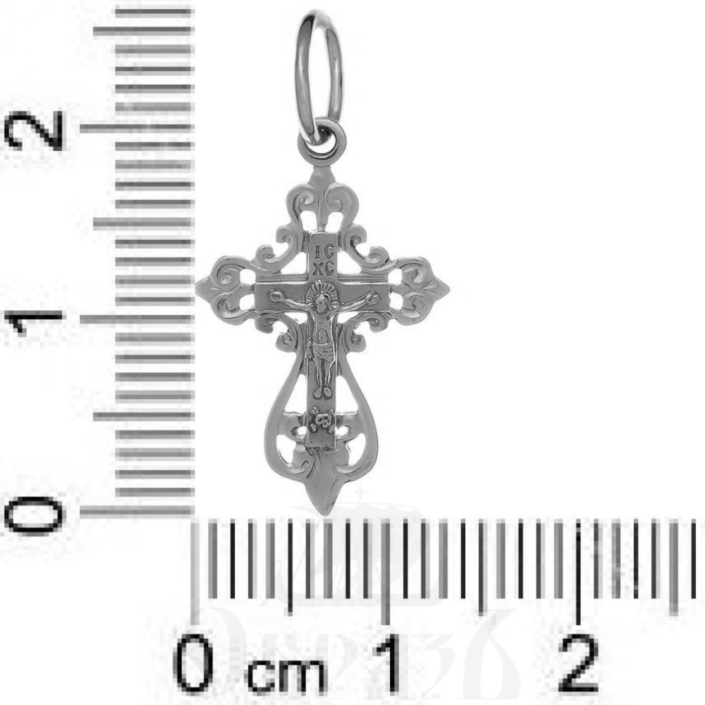 золотой крест с молитвой "спаси и сохрани", 585 проба белого цвета (арт. п10083-з5б)