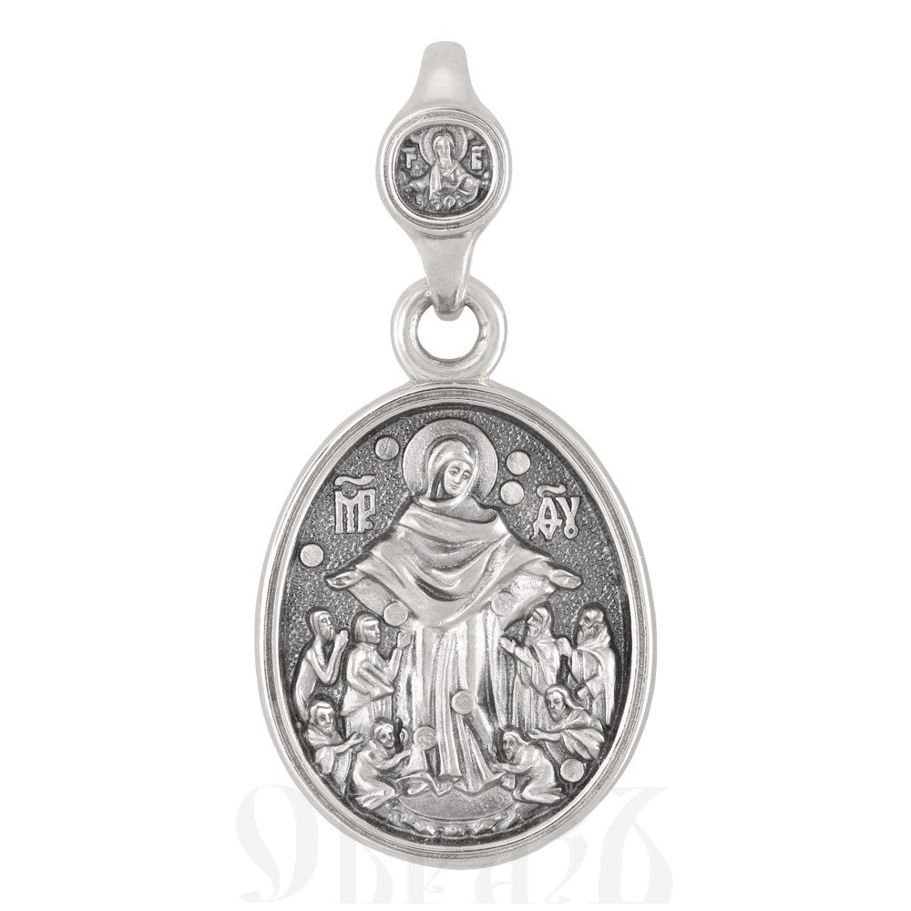 образок «икона божией матери «всех скорбящих радость с грошиками», золото 585 проба белое (арт. 202.692-3)