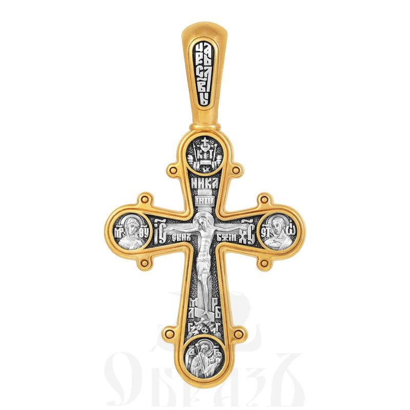 крест «распятие. валаамская икона божией матери», серебро 925 проба с золочением (арт. 101.572-п)