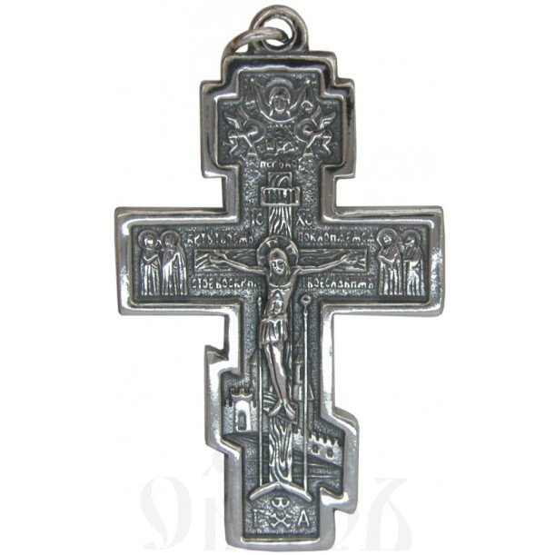 крест «распятие, молитва кресту», серебро 925 проба (арт. 30-132-сч)