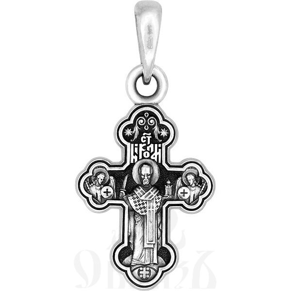 крест «распятие с предстоящими. святитель николай», серебро 925 проба (арт. 101.617)