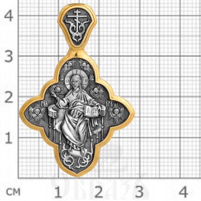 крест «спас в силах», серебро 925 проба с золочением (арт. 101.205)