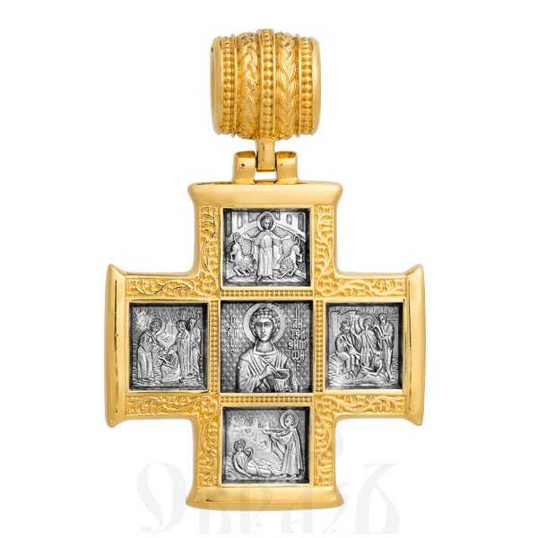 крест «господь вседержитель. великомученик пантелеимон со сценами жития», серебро 925 проба с золочением (арт. 101.255)