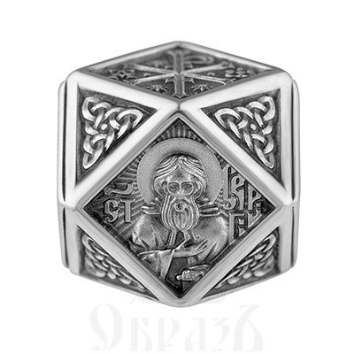браслет из шунгита «преподобный сергий радонежский», серебро 925 пробы (арт. 115.436)