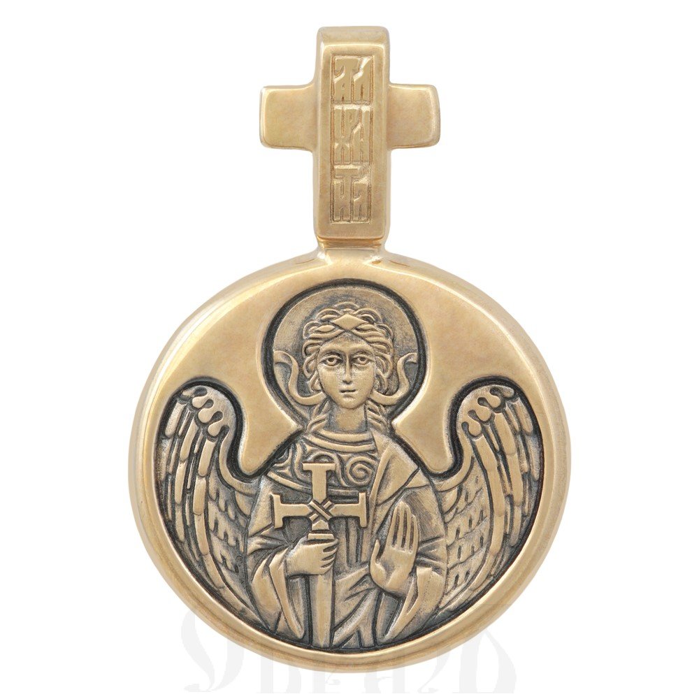 образок «святая великомученица ирина македонская. ангел хранитель», золото 585 проба желтое (арт. 202.136)