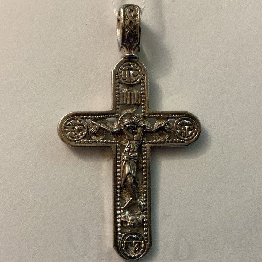 крест «распятие», серебро 925 проба с родированием (арт. 3-348-8)
