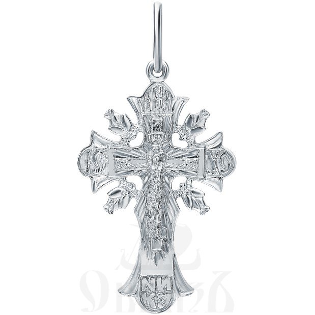 крест «распятие, молитва «спаси и сохрани», серебро 925 проба с родированием (арт. 1-259-8)