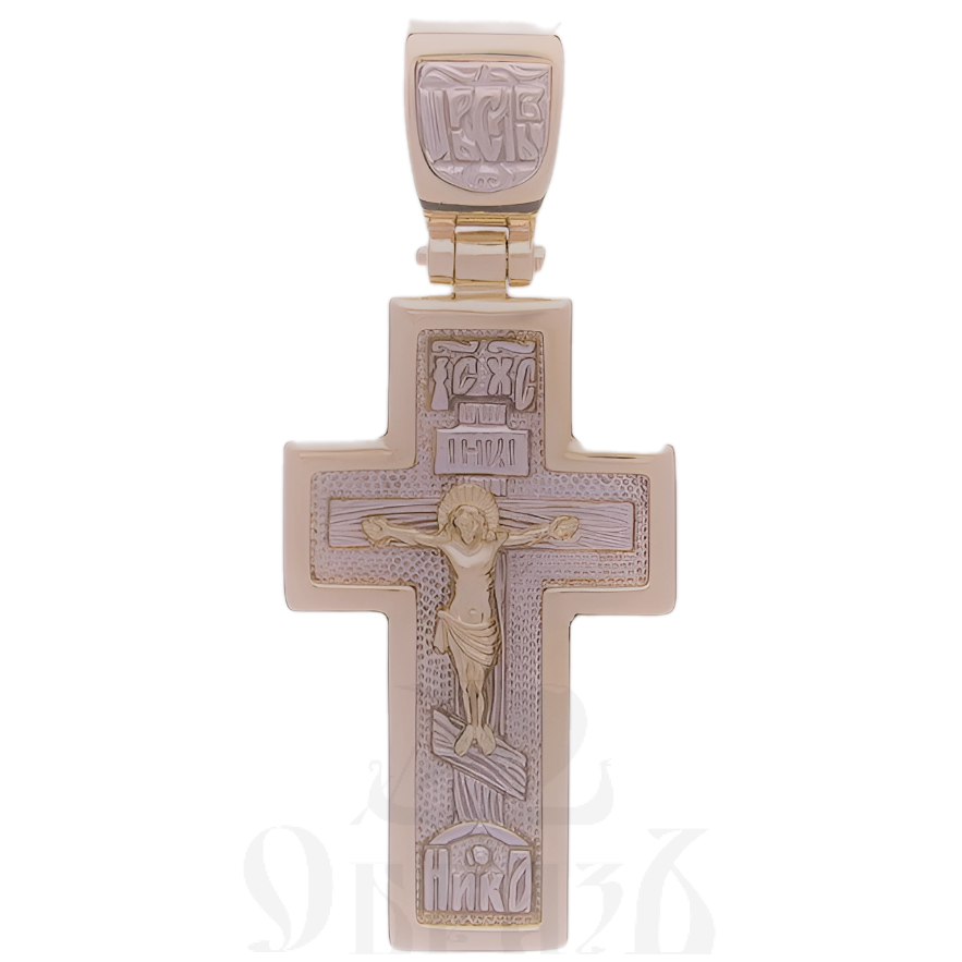 золотой крест с молитвой "отче наш", 585 проба красного и белого цвета (арт. п30005-з5кб)
