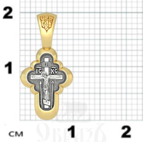 крест с образом божией матери владимирская, серебро 925 проба с золочением (арт. 17.020)