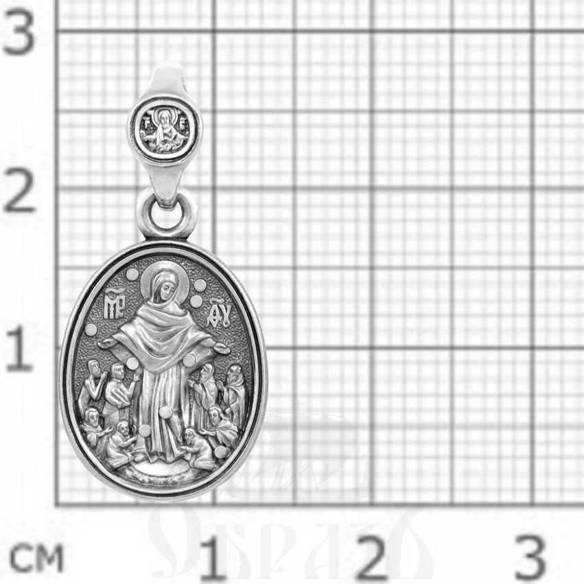 образок «икона божией матери «всех скорбящих радость с грошиками», серебро 925 проба (арт. 102.692)